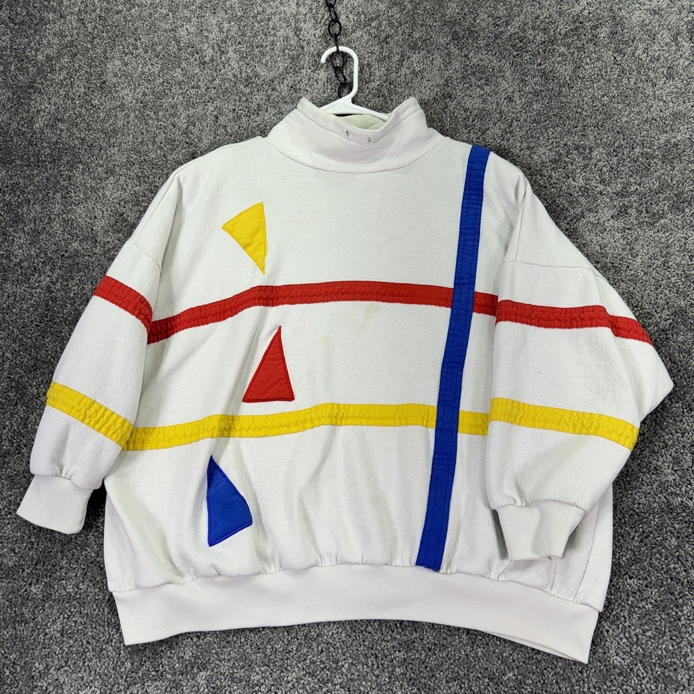 Vintage Blakely Sweatshirt Womens 3X Multicolor Mock Neck Shoulder Pads